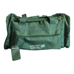 Vintage Tic Tag Branded Duffle Bag Gym Bag Green Missing Shoulder Strap 19" Long